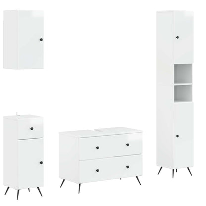 vidaXL 4 Piece Bathroom Cabinet Set BREDA High Gloss White 2