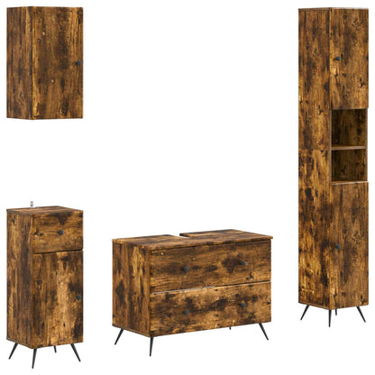 vidaXL 4 Piece Bathroom Cabinet Set BREDA Smoked Oak Engineered Wood 2