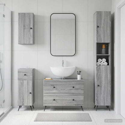 vidaXL 4 Piece Bathroom Cabinet Set BREDA Grey Sonoma Engineered Wood 1