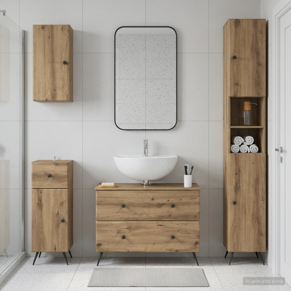 vidaXL 4 Piece Bathroom Cabinet Set BREDA Artisan Oak Engineered Wood 1