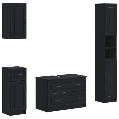 vidaXL 4 Piece Bathroom Cabinet Set UTRECHT Black Engineered Wood 2