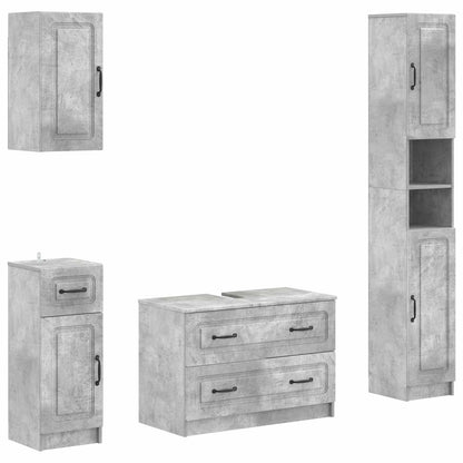 4 Piece Bathroom Cabinet Set DELFT Concrete grey O-shape