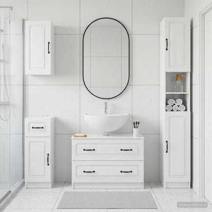 vidaXL 4 Piece Bathroom Cabinet Set UTRECHT High Gloss White 1