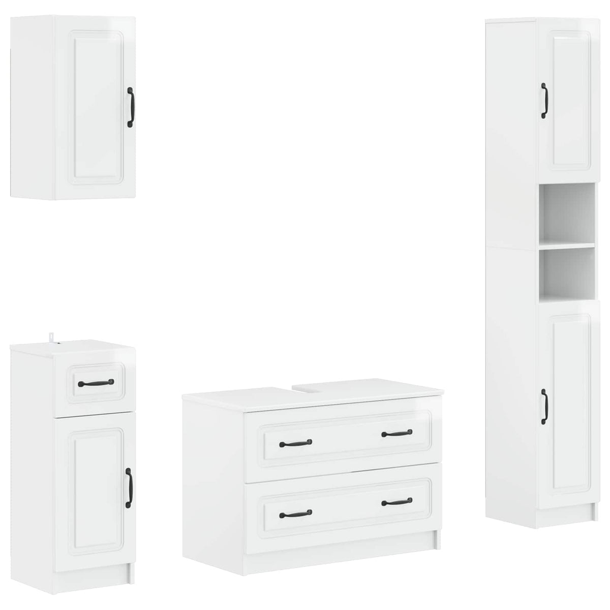 vidaXL 4 Piece Bathroom Cabinet Set UTRECHT High Gloss White 2