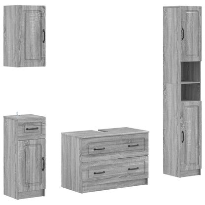 vidaXL 4 Piece Bathroom Cabinet Set UTRECHT Grey Sonoma 2