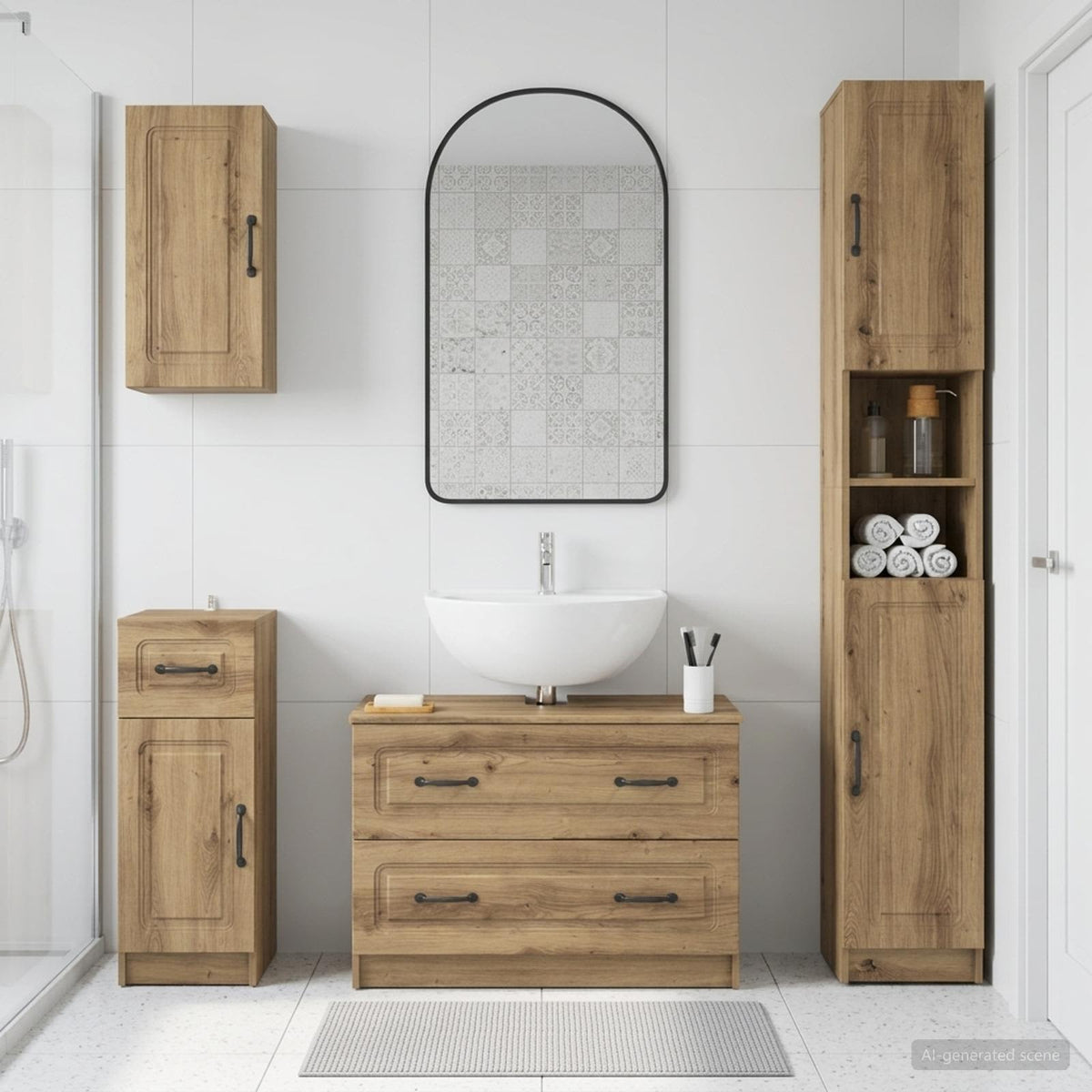 vidaXL 4 Piece Bathroom Cabinet Set UTRECHT Artisan Oak 1