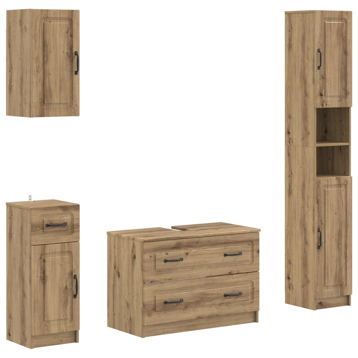 vidaXL 4 Piece Bathroom Cabinet Set UTRECHT Artisan Oak 2