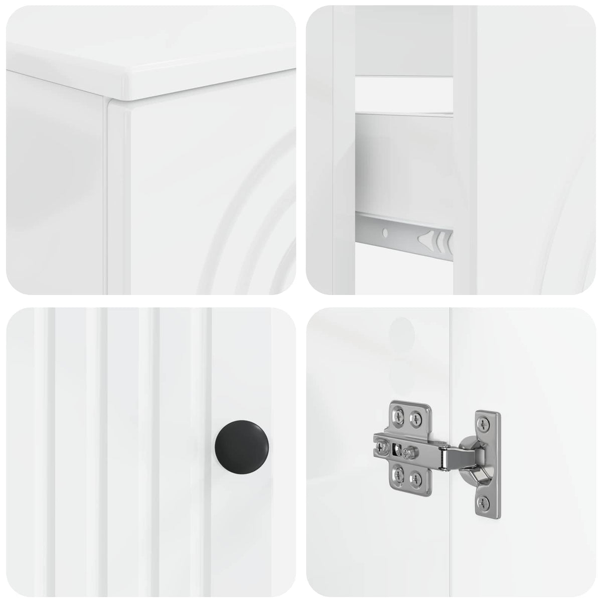 vidaXL 3 Piece Bathroom Cabinet Set ALKMAAR 3 pcs High Gloss White 6