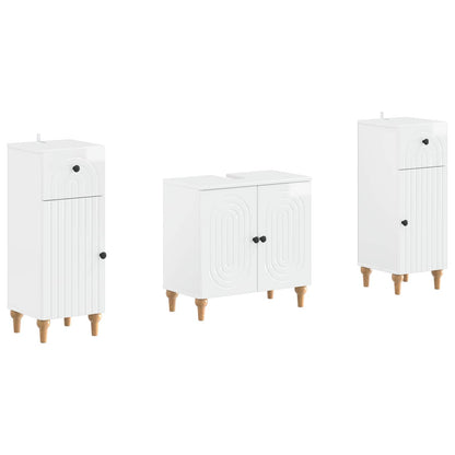 vidaXL 3 Piece Bathroom Cabinet Set ALKMAAR 3 pcs High Gloss White 2