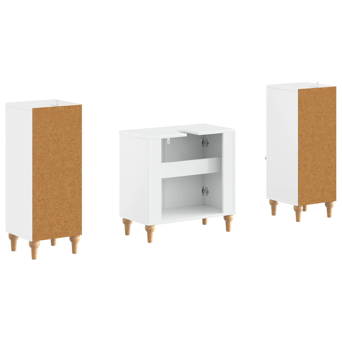 vidaXL 3 Piece Bathroom Cabinet Set ALKMAAR 3 pcs High Gloss White 5