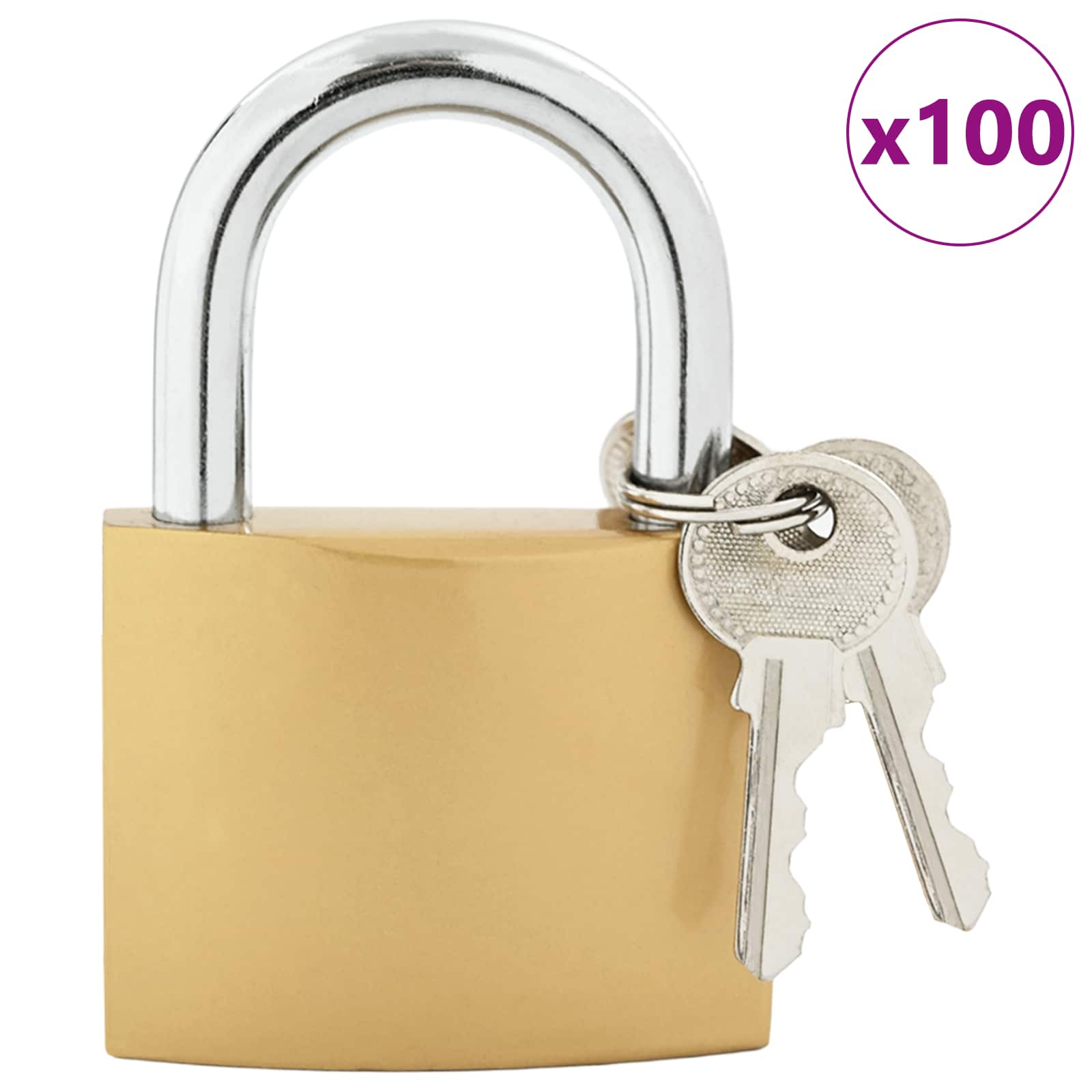 vidaXL U Lock with Keys Brass 7.4 x 2.1 x 10.6 cm Iron 3