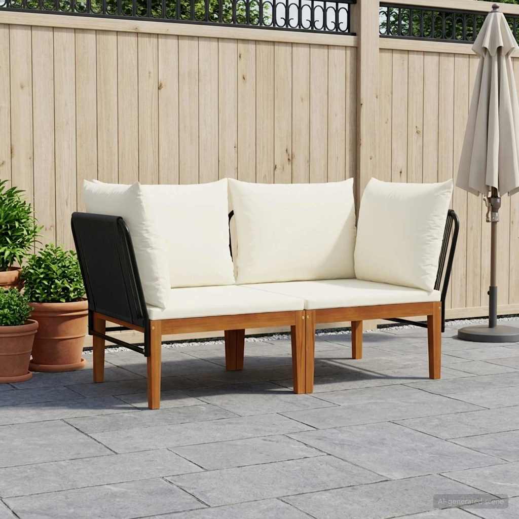 vidaXL 2 pcs Solid Acacia Wood & Rope Natural 1