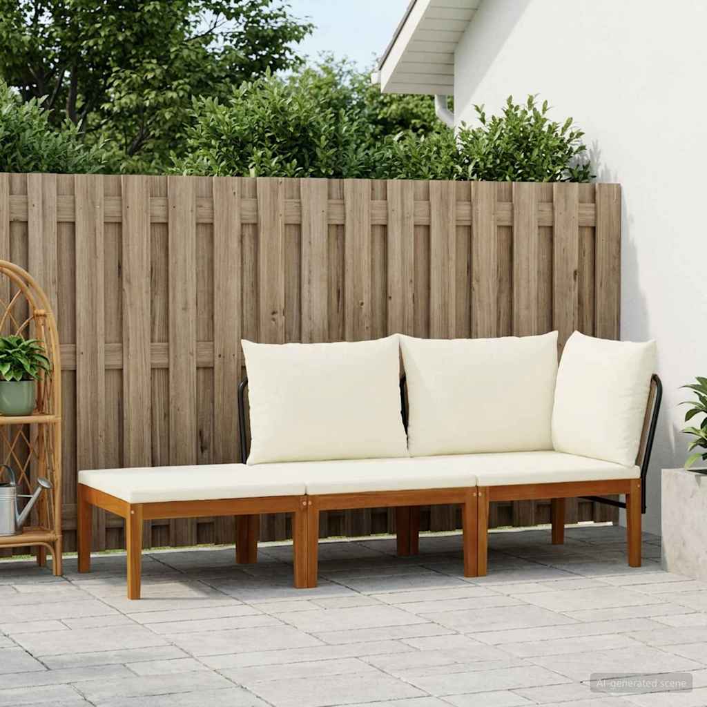 vidaXL 3 pcs Solid Acacia Wood & Rope Natural 1