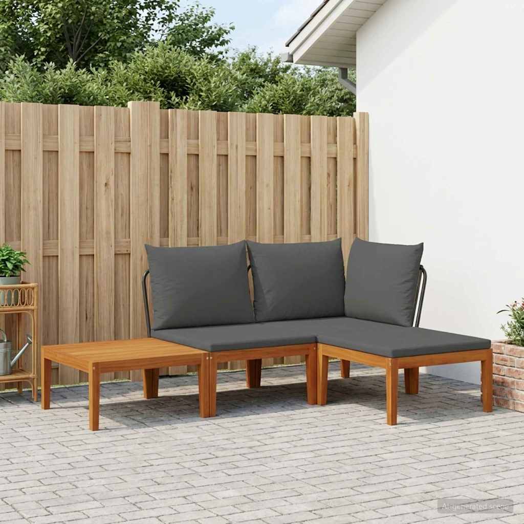 vidaXL 4 pcs Solid Acacia Wood & Rope Natural 1