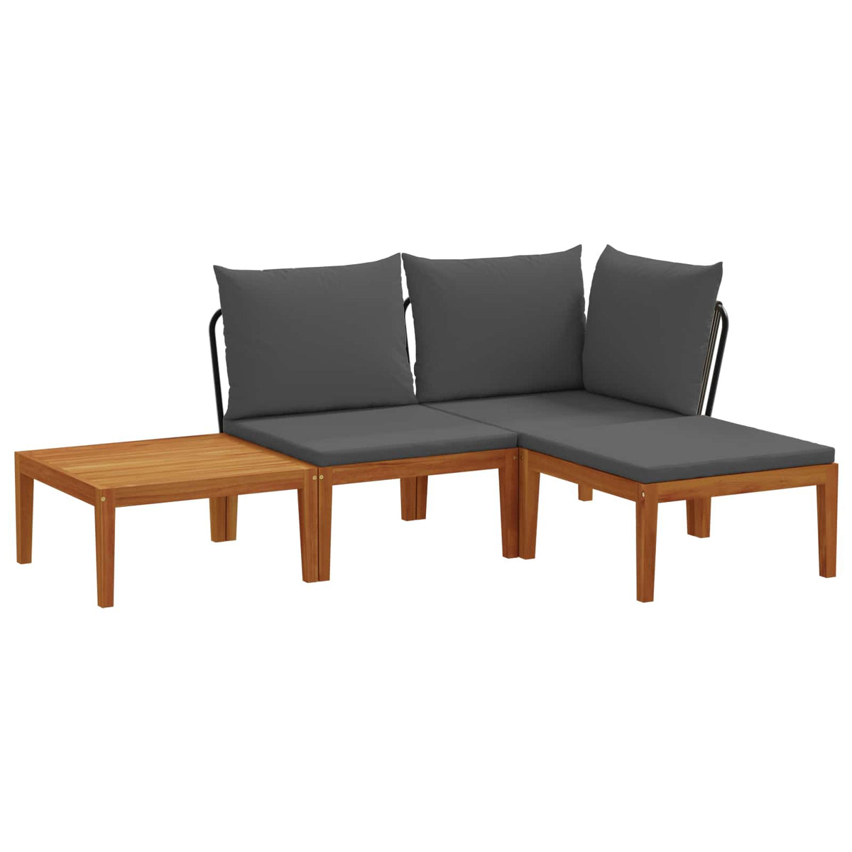 vidaXL 4 pcs Solid Acacia Wood & Rope Natural 2