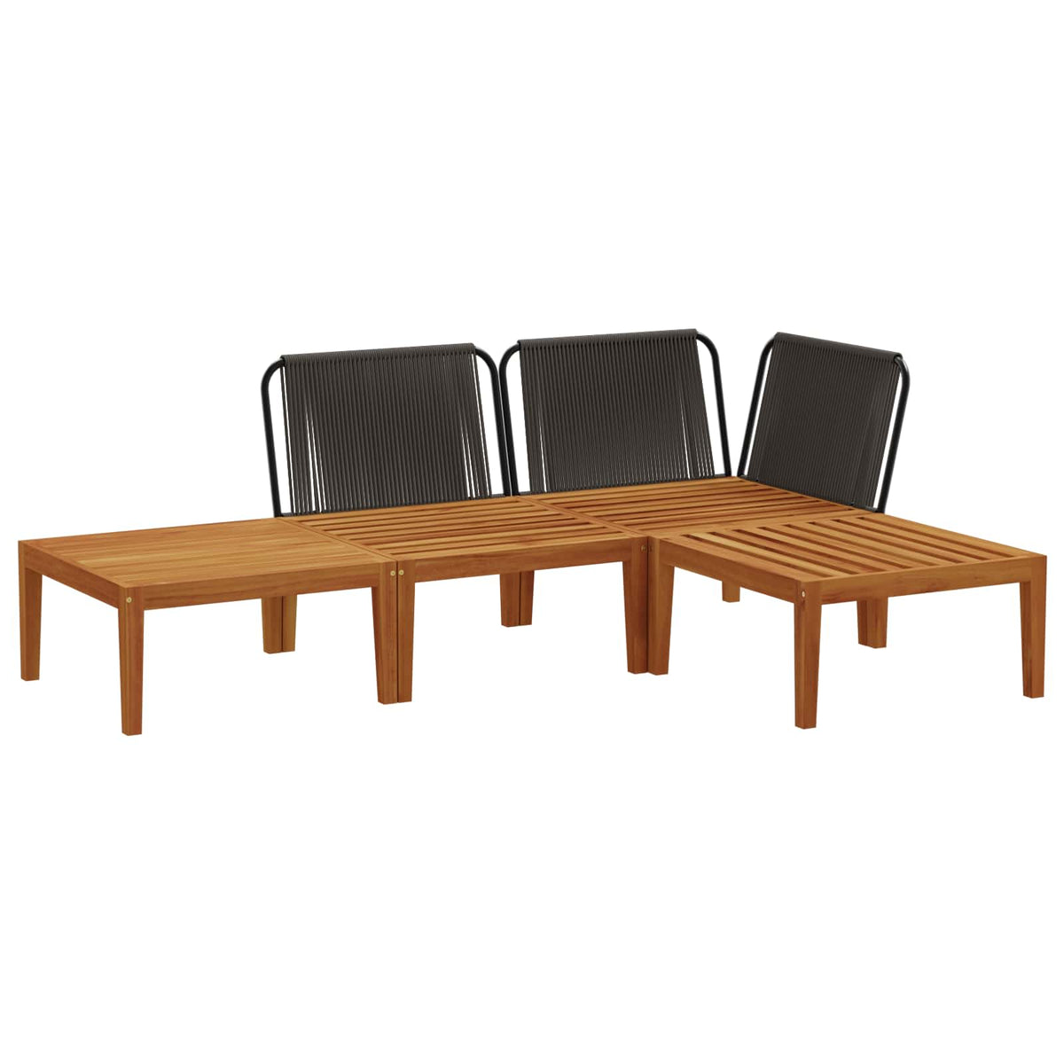vidaXL 4 pcs Solid Acacia Wood & Rope Natural 4