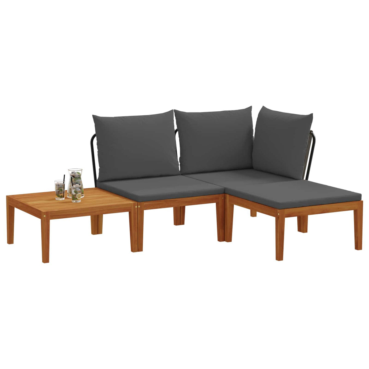 vidaXL 4 pcs Solid Acacia Wood & Rope Natural 3