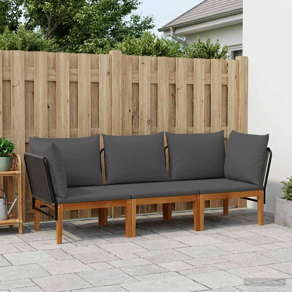 vidaXL 3 pcs Solid Acacia Wood & Rope Natural 1