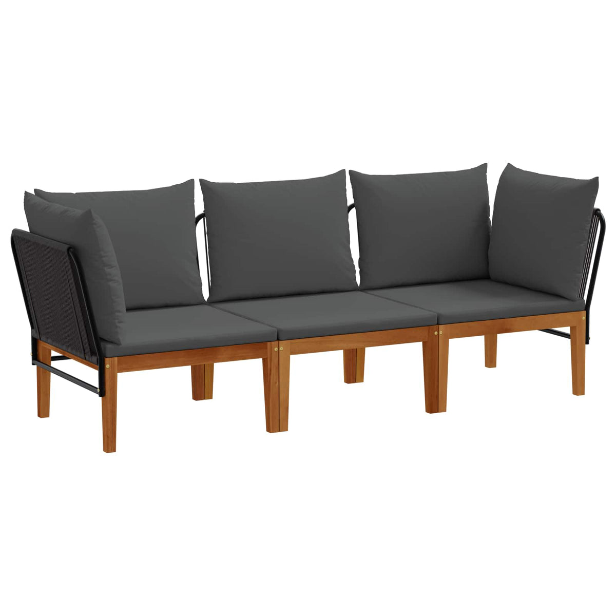 vidaXL 3 pcs Solid Acacia Wood & Rope Natural 2