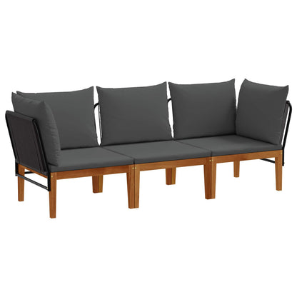 vidaXL 3 pcs Solid Acacia Wood & Rope Natural 2