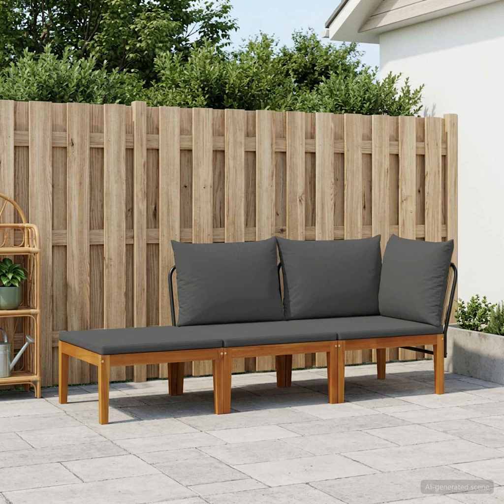 vidaXL 3 pcs Solid Acacia Wood & Rope Natural 1