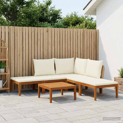 vidaXL 6 pcs Solid Acacia Wood & Rope Natural Beige and Cream White