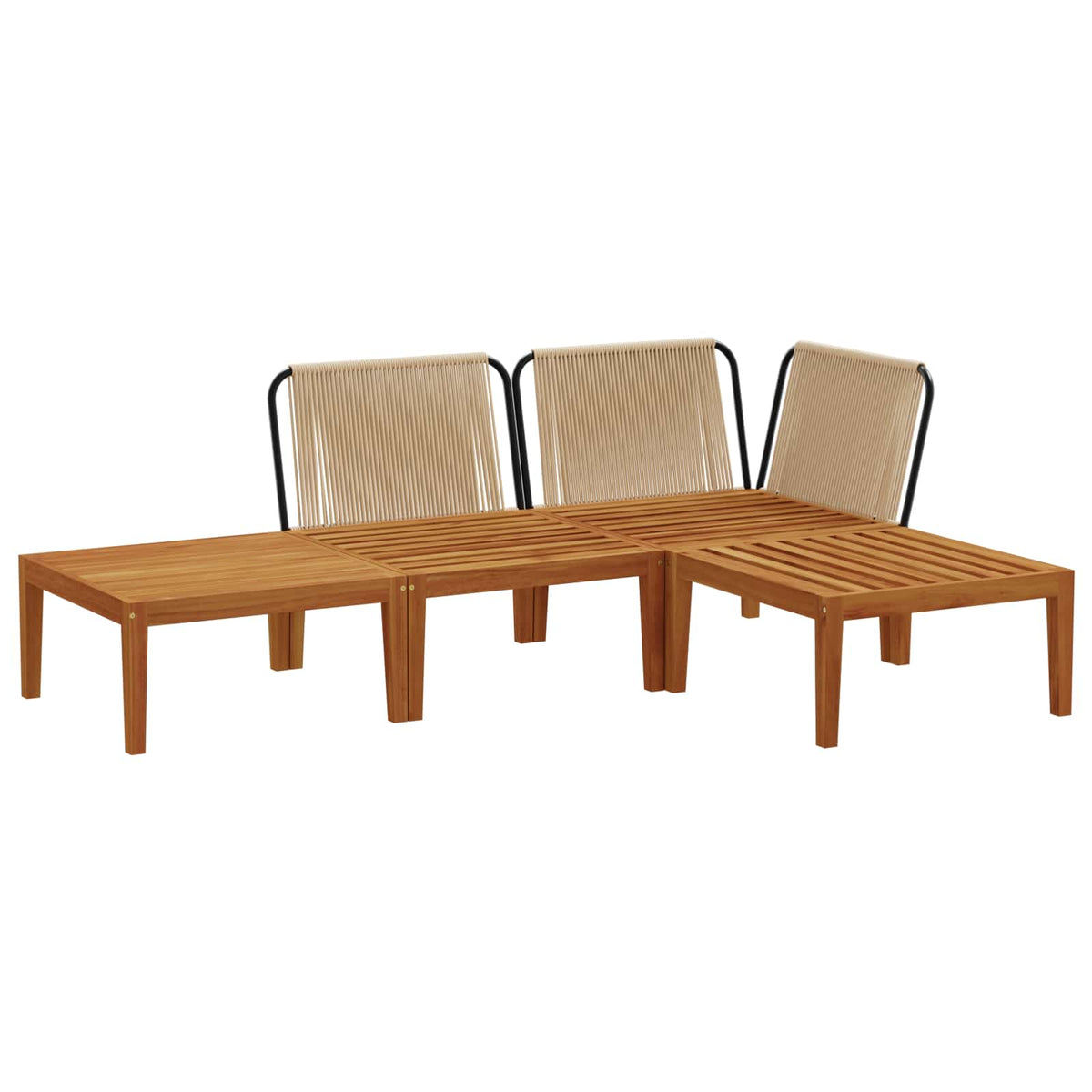 vidaXL 4 pcs Solid Acacia Wood & Rope Natural 4