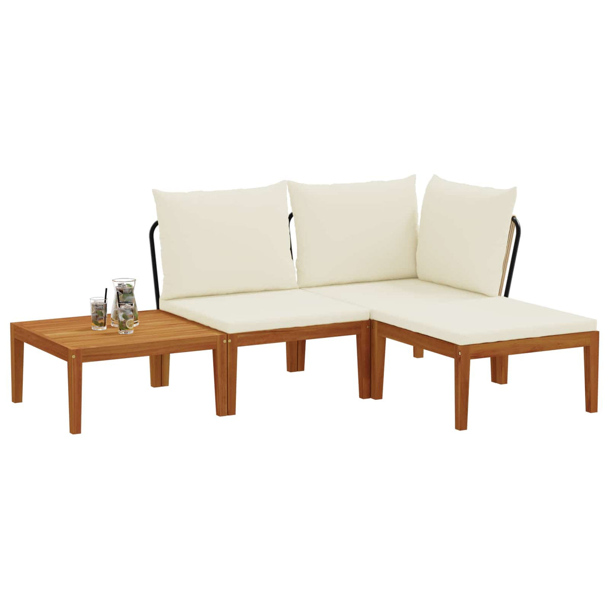 vidaXL 4 pcs Solid Acacia Wood & Rope Natural 3