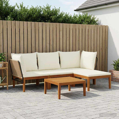 vidaXL 6 pcs Solid Acacia Wood & Rope Natural Beige and Cream White