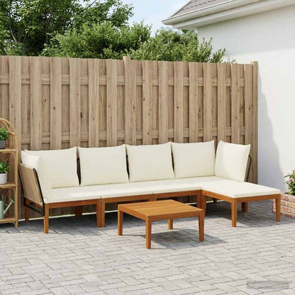 vidaXL 6 pcs Solid Acacia Wood & Rope Natural Beige and Cream White