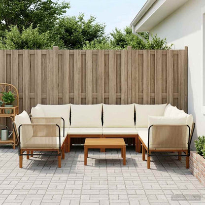 vidaXL 6 pcs Solid Acacia Wood & Rope Natural Beige and Cream White