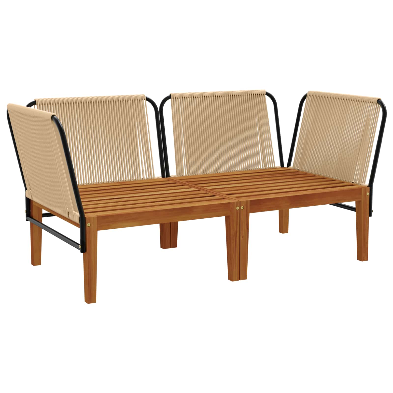 vidaXL 2 pcs Solid Acacia Wood & Rope Natural 3