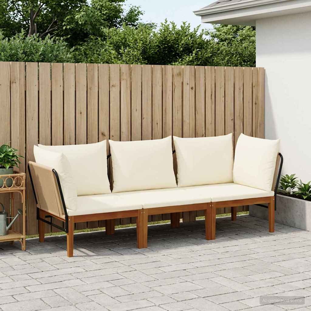 vidaXL 3 pcs Solid Acacia Wood & Rope Natural 1