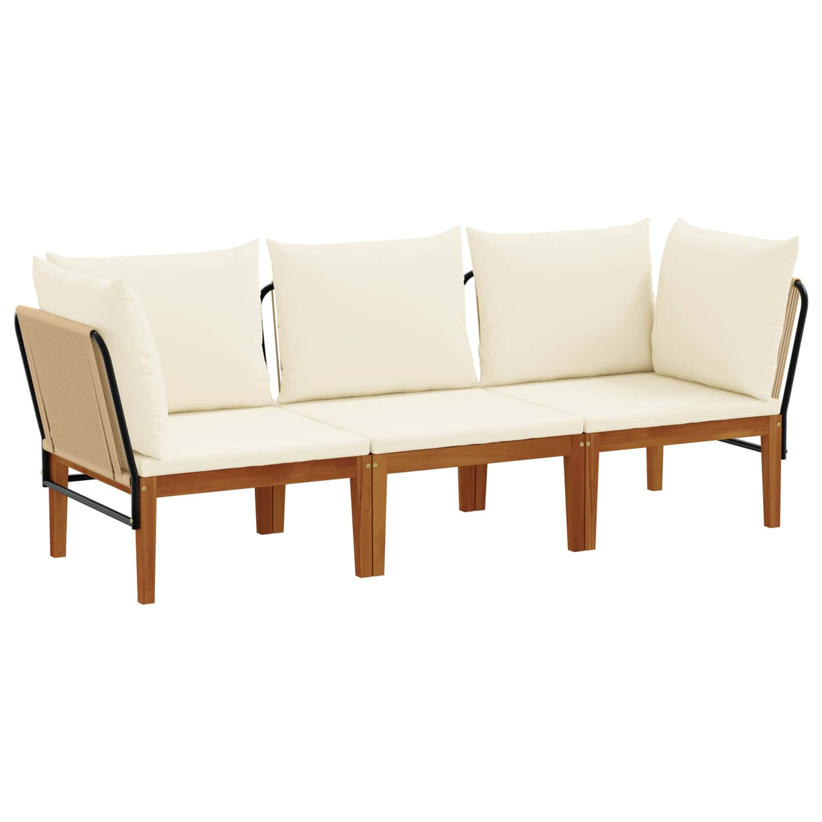 vidaXL 3 pcs Solid Acacia Wood & Rope Natural 2