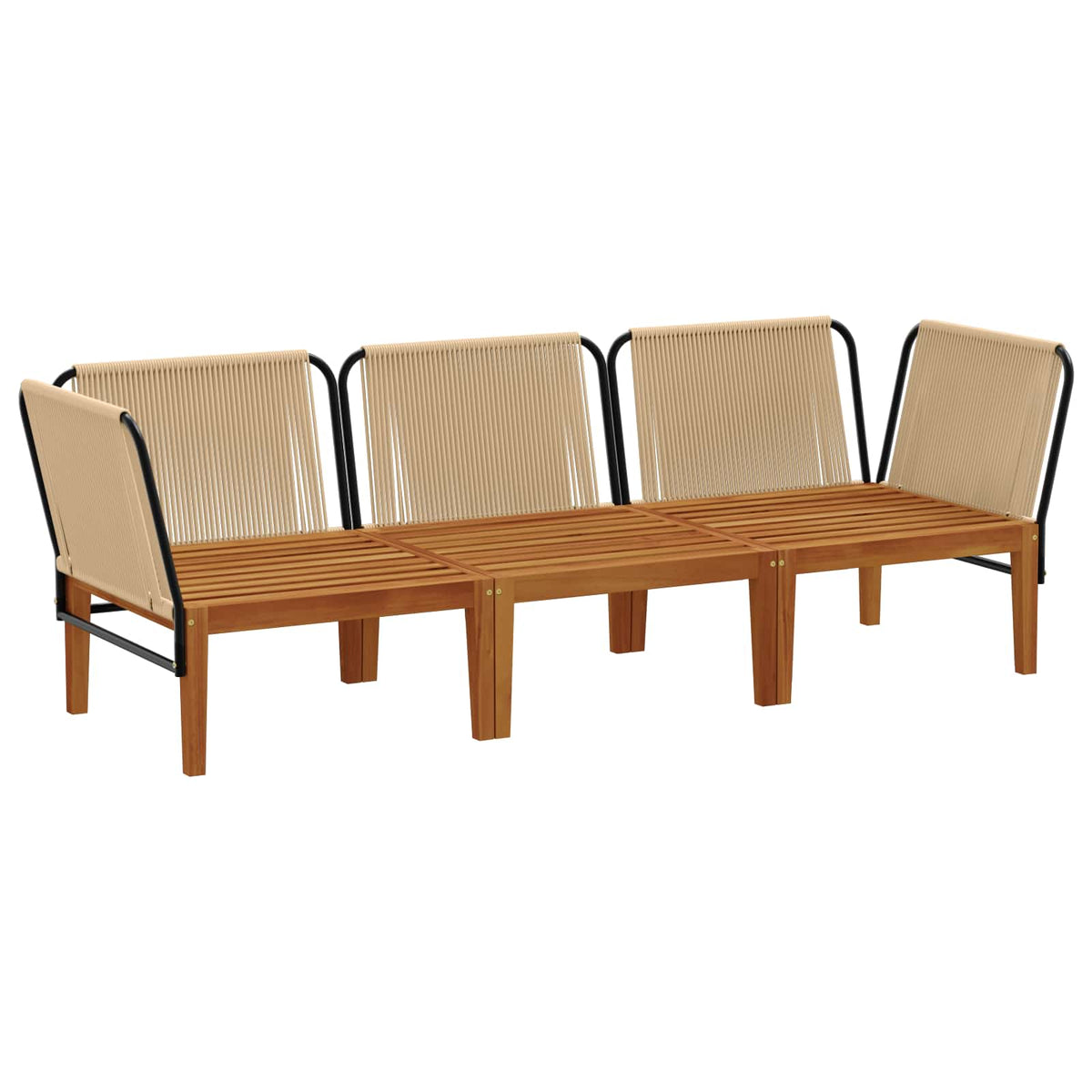vidaXL 3 pcs Solid Acacia Wood & Rope Natural 3