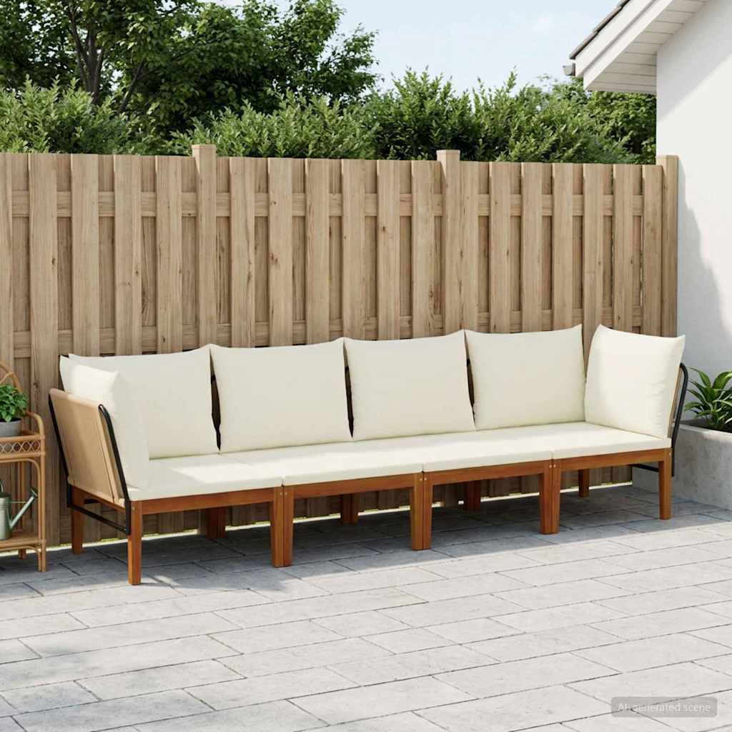 vidaXL 6 pcs Solid Acacia Wood & Rope Natural Beige and Cream White