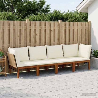 vidaXL 6 pcs Solid Acacia Wood & Rope Natural Beige and Cream White