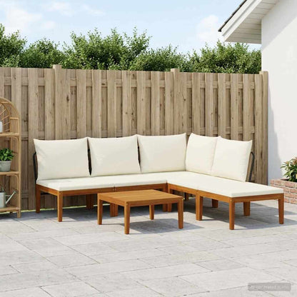 vidaXL 6 pcs Solid Acacia Wood & Rope Natural Beige and Cream White