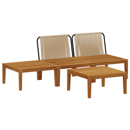 vidaXL 4 pcs Solid Acacia Wood & Rope Natural 4