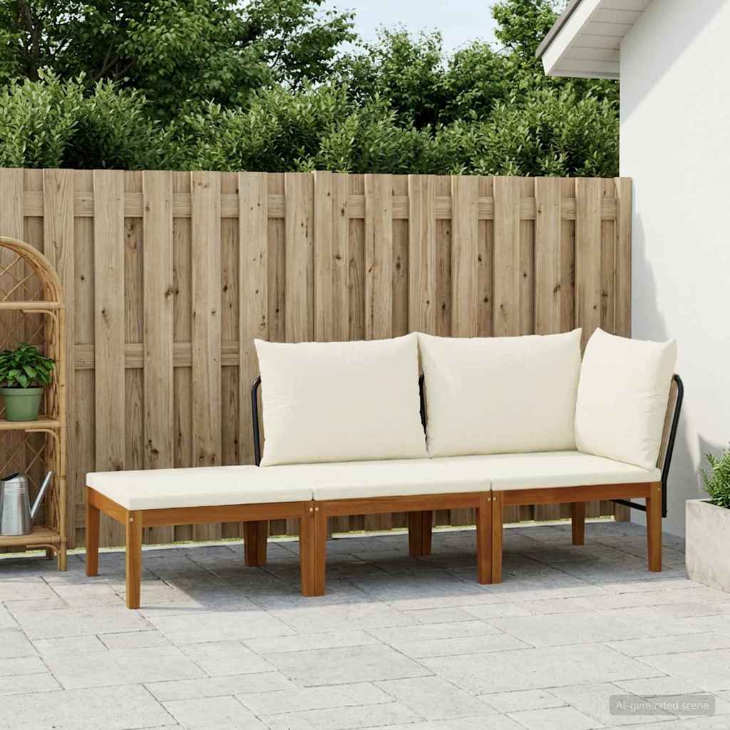 vidaXL 3 pcs Solid Acacia Wood & Rope Natural 1