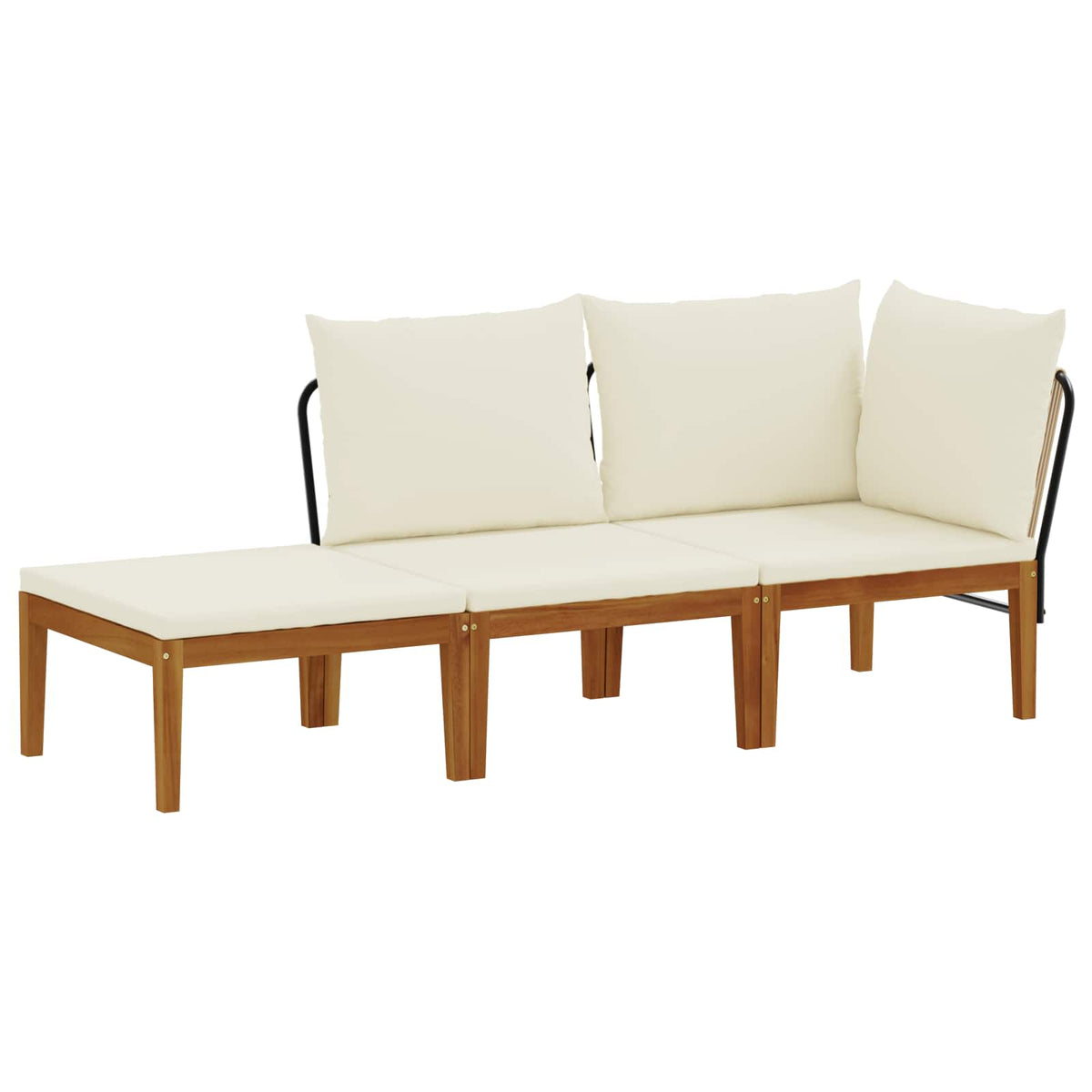 vidaXL 3 pcs Solid Acacia Wood & Rope Natural 2