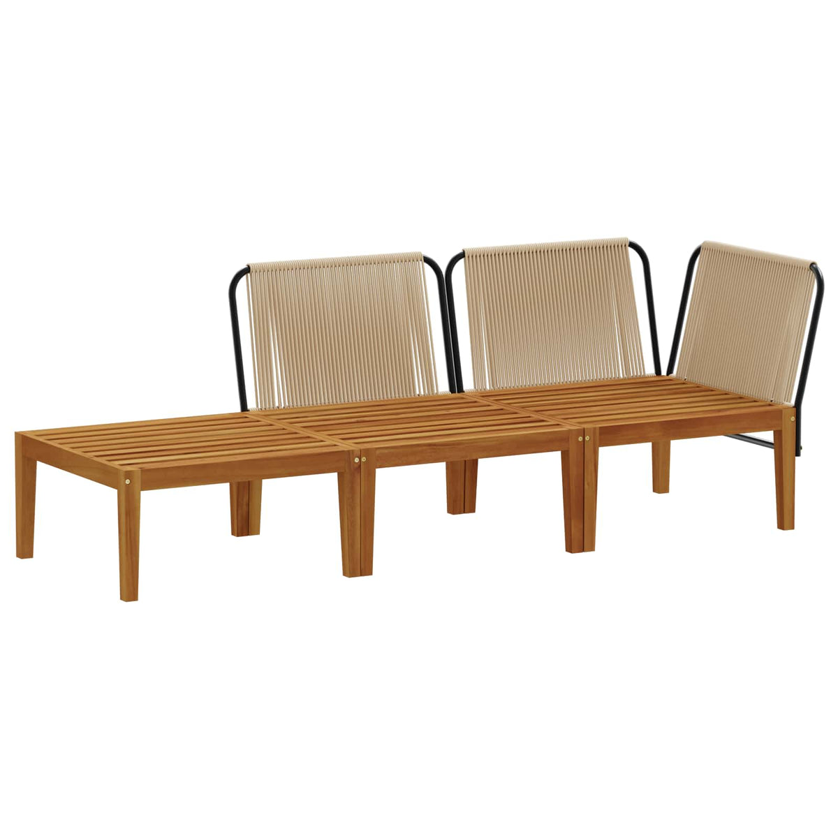 6 pcs Solid Acacia Wood & Rope Natural Beige and cream white 1x corner +1x middle +1x footrest–3x corner +2x middle +table 1x corner +1x middle +1x footrest