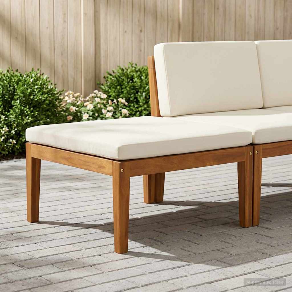 vidaXL Garden with Cushions Solid Acacia Wood & Rope Beige and Cream White