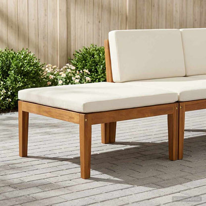 vidaXL Garden with Cushions Solid Acacia Wood & Rope Beige and Cream White