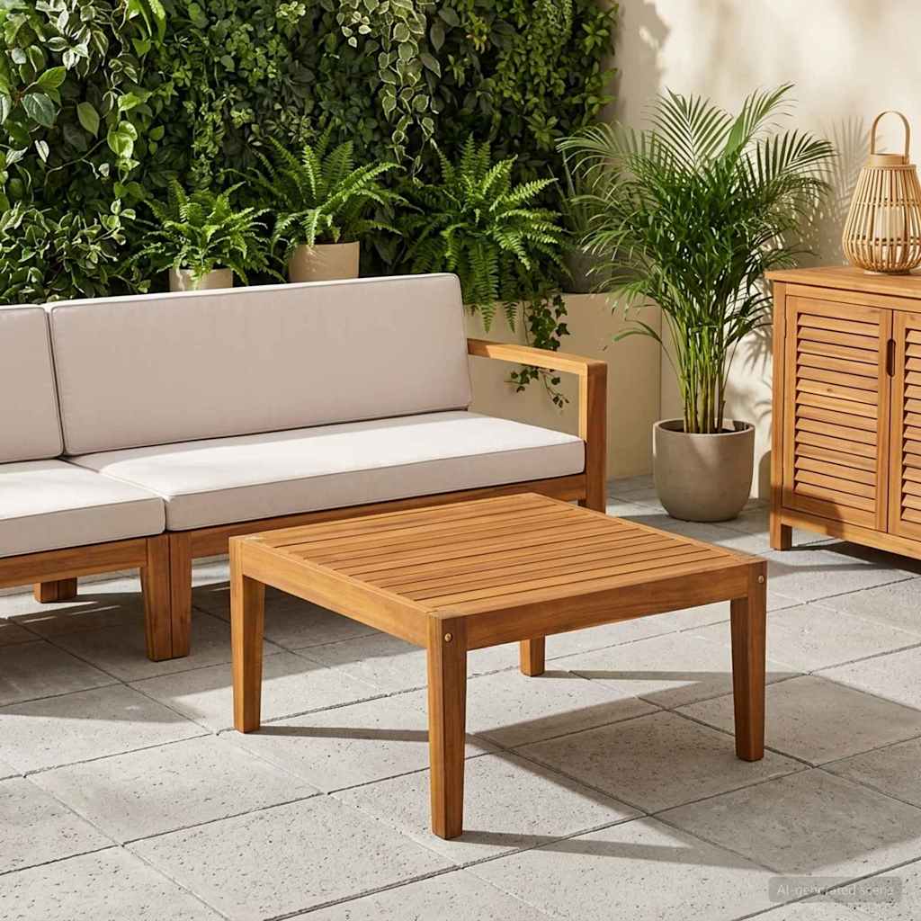 vidaXL Garden with Cushions Solid Acacia Wood & Rope Beige and Cream White