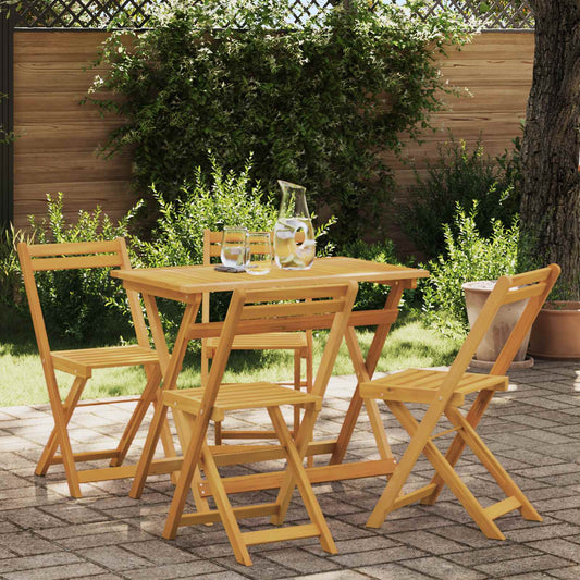 Outdoor Bistro Chairs Natural Solid Acacia Wood 4