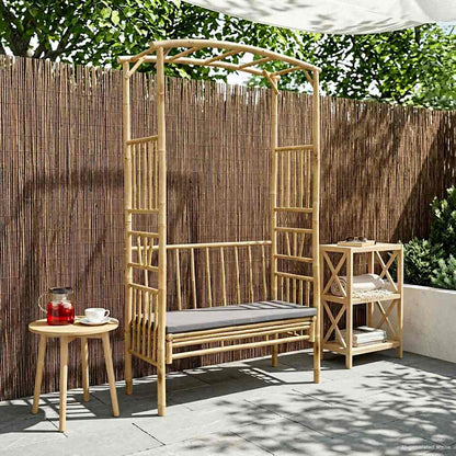 vidaXL Garden Arch with Bench Dark Grey 115 x 50 x 205 cm Bamboo 1