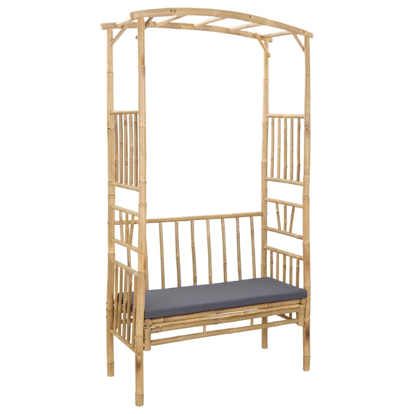 vidaXL Garden Arch with Bench Dark Grey 115 x 50 x 205 cm Bamboo 2