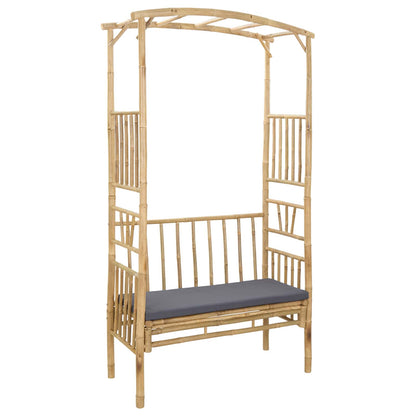 vidaXL Garden Arch with Bench Dark Grey 115 x 50 x 205 cm Bamboo 2