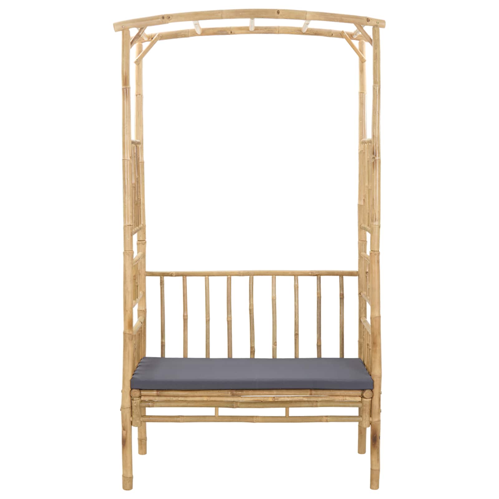 vidaXL Garden Arch with Bench Dark Grey 115 x 50 x 205 cm Bamboo 3